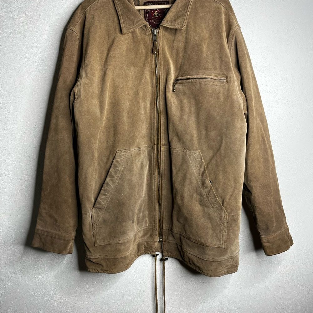 The territory ahead full zip suede leather jacket men’s size large beige